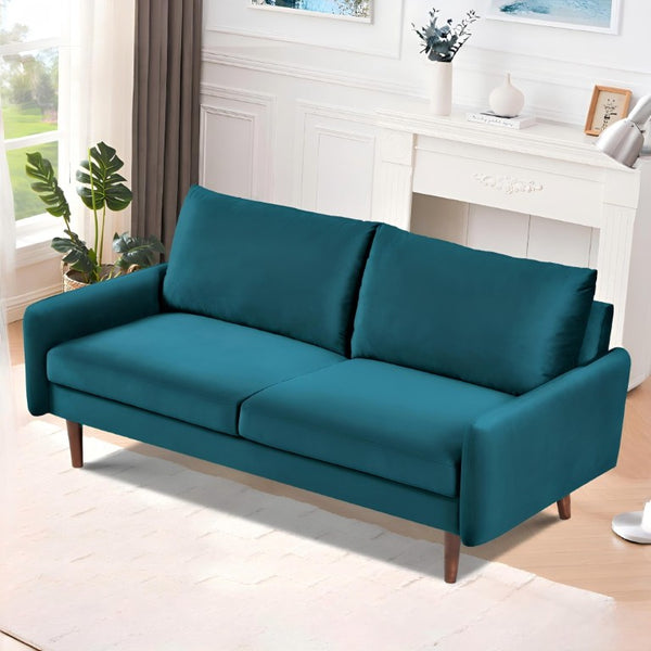 English Elm Kent Velvet Sofa Plush Cushioned Seating with Tapered Wood Legs for Living Room B2735P542642