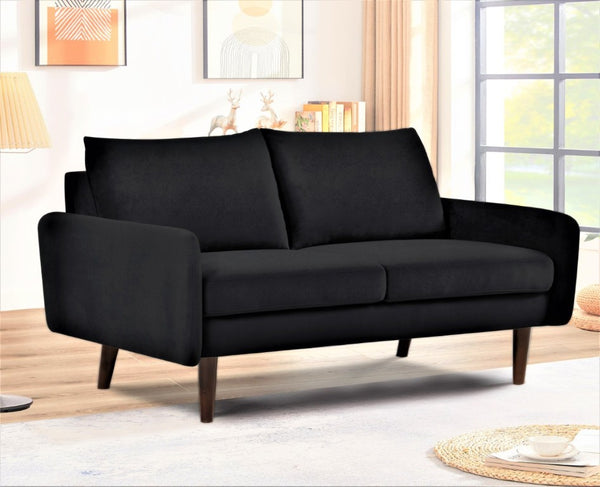English Elm Modern Velvet Upholstered Loveseat with Gold Legs and Nailhead Trim for Small Spaces Black Tapered Legs B2735P542644