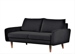 English Elm Modern Velvet Upholstered Loveseat with Gold Legs and Nailhead Trim for Small Spaces Black Tapered Legs B2735P542644