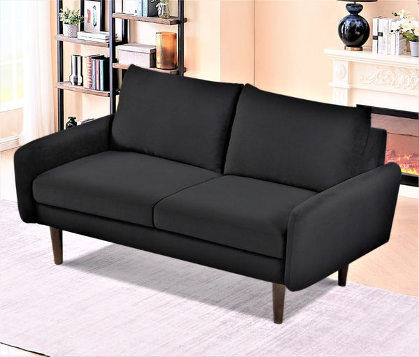 English Elm Modern Velvet Upholstered Loveseat with Gold Legs and Nailhead Trim for Small Spaces Black Tapered Legs B2735P542644