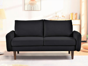 English Elm Modern Velvet Upholstered Loveseat with Gold Legs and Nailhead Trim for Small Spaces Black Tapered Legs B2735P542644
