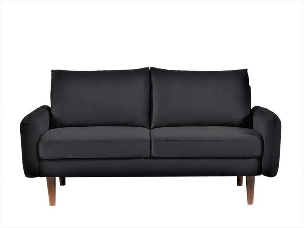 English Elm Modern Velvet Upholstered Loveseat with Gold Legs and Nailhead Trim for Small Spaces Black Tapered Legs B2735P542644