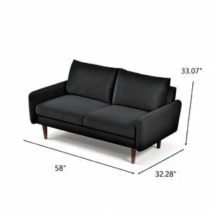 English Elm Modern Velvet Upholstered Loveseat with Gold Legs and Nailhead Trim for Small Spaces Black Tapered Legs B2735P542644