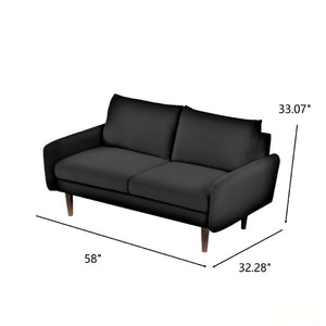 English Elm Modern Velvet Upholstered Loveseat with Gold Legs and Nailhead Trim for Small Spaces Black Tapered Legs B2735P542644