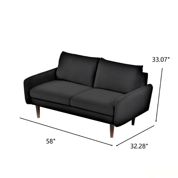 English Elm Modern Velvet Upholstered Loveseat with Gold Legs and Nailhead Trim for Small Spaces Black Tapered Legs B2735P542644