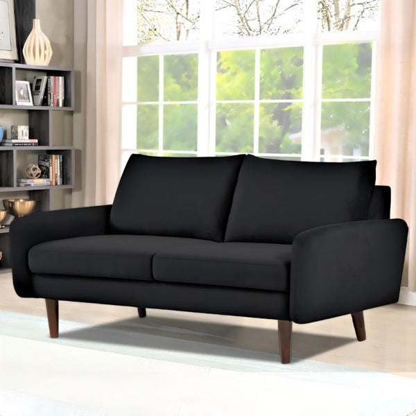 English Elm Modern Velvet Upholstered Loveseat with Gold Legs and Nailhead Trim for Small Spaces Black Tapered Legs B2735P542644
