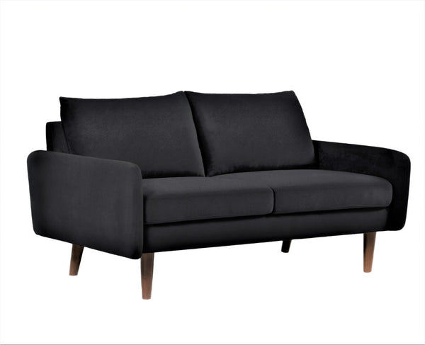 English Elm Modern Velvet Upholstered Loveseat with Gold Legs and Nailhead Trim for Small Spaces Black Tapered Legs B2735P542644
