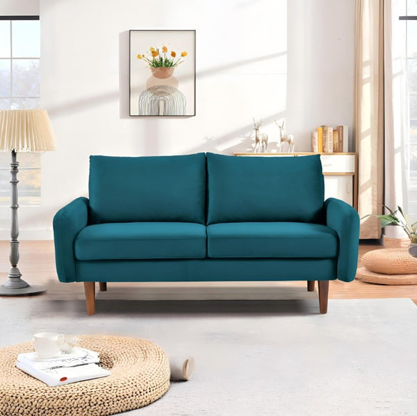 English Elm Modern Velvet Upholstered Loveseat with Gold Legs and Nailhead Trim for Small Spaces Emerald Tapered Legs B2735P542645