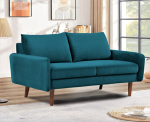 English Elm Modern Velvet Upholstered Loveseat with Gold Legs and Nailhead Trim for Small Spaces Emerald Tapered Legs B2735P542645