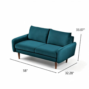 English Elm Modern Velvet Upholstered Loveseat with Gold Legs and Nailhead Trim for Small Spaces Emerald Tapered Legs B2735P542645