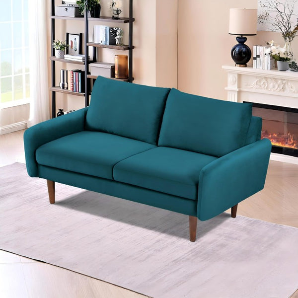 English Elm Modern Velvet Upholstered Loveseat with Gold Legs and Nailhead Trim for Small Spaces Emerald Tapered Legs B2735P542645