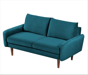 English Elm Modern Velvet Upholstered Loveseat with Gold Legs and Nailhead Trim for Small Spaces Emerald Tapered Legs B2735P542645
