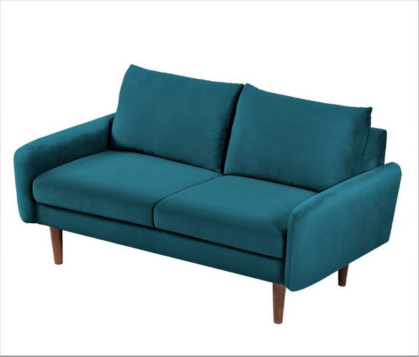 English Elm Modern Velvet Upholstered Loveseat with Gold Legs and Nailhead Trim for Small Spaces Emerald Tapered Legs B2735P542645