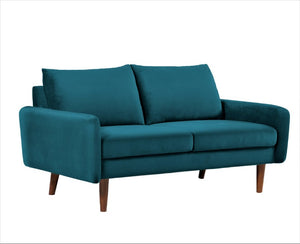 English Elm Modern Velvet Upholstered Loveseat with Gold Legs and Nailhead Trim for Small Spaces Emerald Tapered Legs B2735P542645