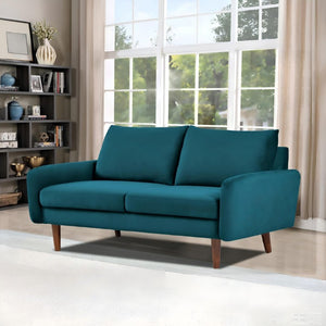English Elm Modern Velvet Upholstered Loveseat with Gold Legs and Nailhead Trim for Small Spaces Emerald Tapered Legs B2735P542645