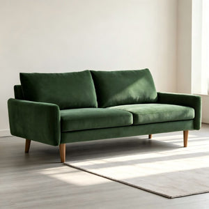 English Elm Kent Velvet Upholstered Sofa with Tapered Wood Legs for a Sleek Living Room Green B2735P542650