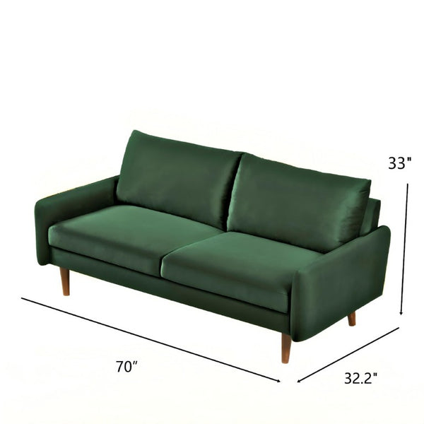 English Elm Kent Velvet Upholstered Sofa with Tapered Wood Legs for a Sleek Living Room Green B2735P542650