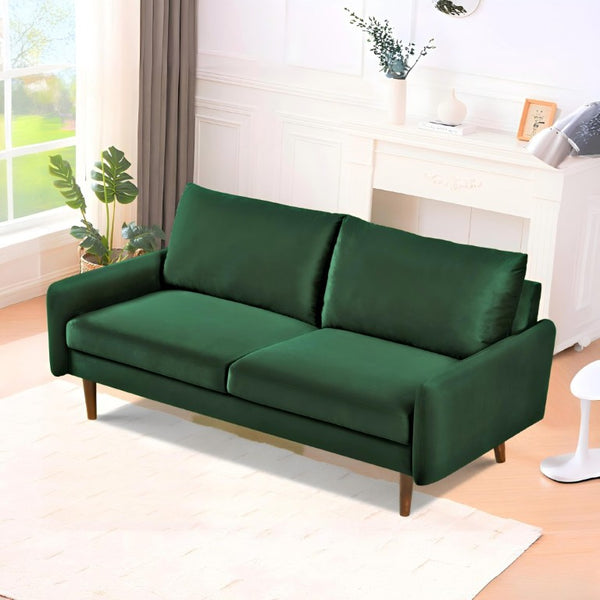 English Elm Kent Velvet Upholstered Sofa with Tapered Wood Legs for a Sleek Living Room Green B2735P542650