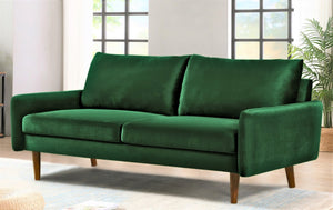 English Elm Kent Velvet Upholstered Sofa with Tapered Wood Legs for a Sleek Living Room Green B2735P542650