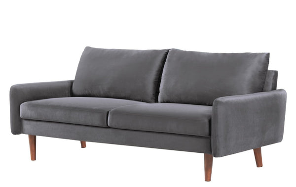 English Elm Kent Velvet Sofa Sleek European Silhouette with Tapered Wood Legs for Living Rooms Gray B2735P542651