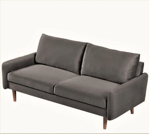 English Elm Kent Velvet Sofa Sleek European Silhouette with Tapered Wood Legs for Living Rooms Gray B2735P542651