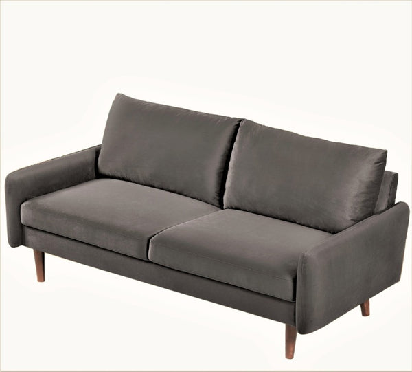 English Elm Kent Velvet Sofa Sleek European Silhouette with Tapered Wood Legs for Living Rooms Gray B2735P542651