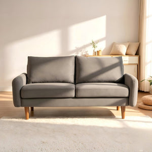 English Elm Kent Velvet Sofa Sleek European Silhouette with Tapered Wood Legs for Living Rooms Gray B2735P542651