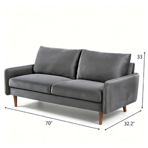 English Elm Kent Velvet Sofa Sleek European Silhouette with Tapered Wood Legs for Living Rooms Gray B2735P542651