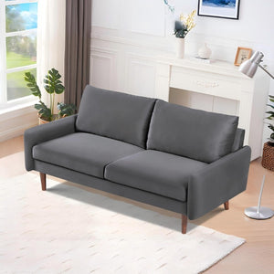 English Elm Kent Velvet Sofa Sleek European Silhouette with Tapered Wood Legs for Living Rooms Gray B2735P542651