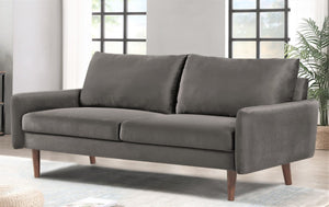 English Elm Kent Velvet Sofa Sleek European Silhouette with Tapered Wood Legs for Living Rooms Gray B2735P542651