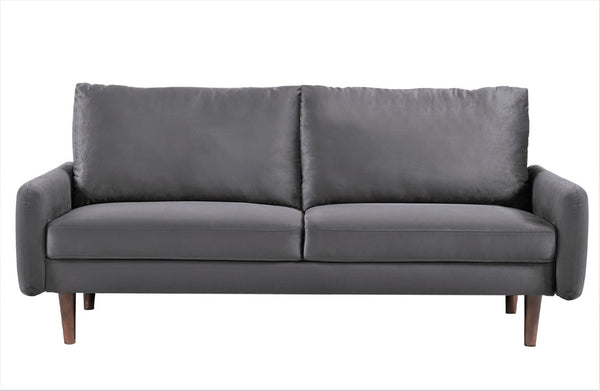 English Elm Kent Velvet Sofa Sleek European Silhouette with Tapered Wood Legs for Living Rooms Gray B2735P542651