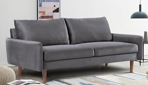 English Elm Kent Velvet Sofa Sleek European Silhouette with Tapered Wood Legs for Living Rooms Gray B2735P542651