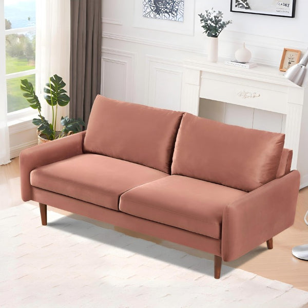 English Elm Kent Velvet Upholstered Sofa with Tapered Wood Legs for a Sleek Living Room Rose B2735P542652