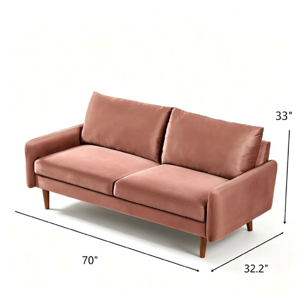 English Elm Kent Velvet Upholstered Sofa with Tapered Wood Legs for a Sleek Living Room Rose B2735P542652