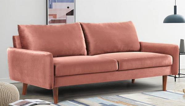English Elm Kent Velvet Upholstered Sofa with Tapered Wood Legs for a Sleek Living Room Rose B2735P542652