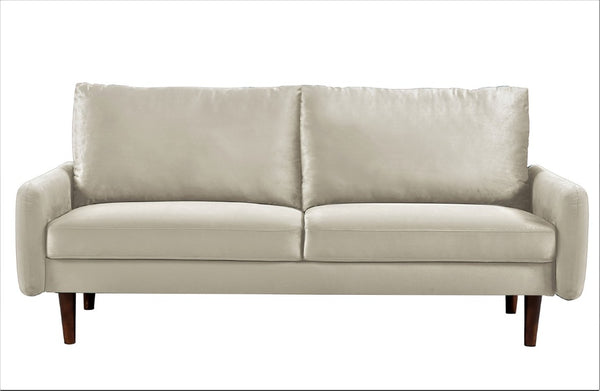 English Elm Kent Velvet Sofa Sleek European Silhouette with Tapered Wood Legs for Living Rooms Ivory B2735P542654