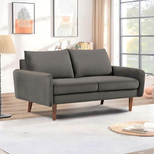 English Elm Kent Velvet Upholstered Loveseat with Tapered Wood Legs for Modern Living Rooms Gray B2735P542655