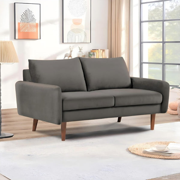 English Elm Kent Velvet Upholstered Loveseat with Tapered Wood Legs for Modern Living Rooms Gray B2735P542655