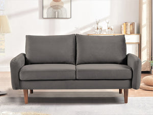 English Elm Kent Velvet Upholstered Loveseat with Tapered Wood Legs for Modern Living Rooms Gray B2735P542655