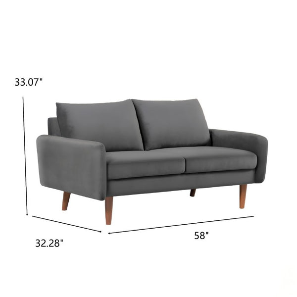 English Elm Kent Velvet Upholstered Loveseat with Tapered Wood Legs for Modern Living Rooms Gray B2735P542655
