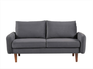 English Elm Kent Velvet Upholstered Loveseat with Tapered Wood Legs for Modern Living Rooms Gray B2735P542655