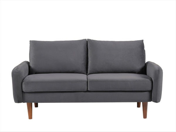 English Elm Kent Velvet Upholstered Loveseat with Tapered Wood Legs for Modern Living Rooms Gray B2735P542655