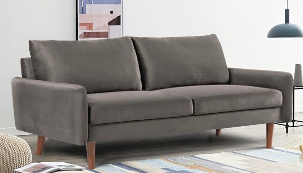 English Elm Kent Velvet Upholstered Loveseat with Tapered Wood Legs for Modern Living Rooms Gray B2735P542655