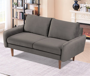 English Elm Kent Velvet Upholstered Loveseat with Tapered Wood Legs for Modern Living Rooms Gray B2735P542655