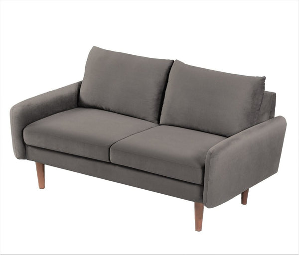 English Elm Kent Velvet Upholstered Loveseat with Tapered Wood Legs for Modern Living Rooms Gray B2735P542655