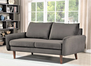 English Elm Kent Velvet Upholstered Loveseat with Tapered Wood Legs for Modern Living Rooms Gray B2735P542655