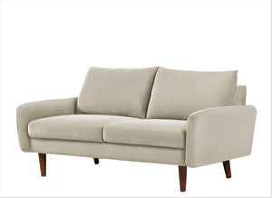 English Elm Kent Velvet Upholstered Loveseat with Tapered Wood Legs for Modern Living Rooms Ivory B2735P542656