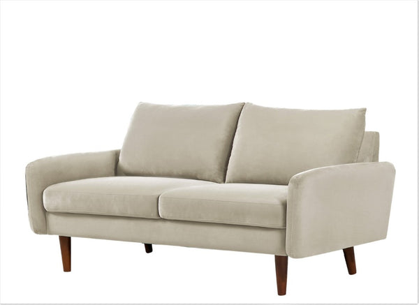 English Elm Kent Velvet Upholstered Loveseat with Tapered Wood Legs for Modern Living Rooms Ivory B2735P542656