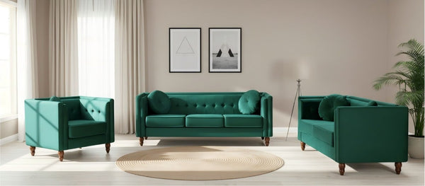 English Elm Chesterfield Button Tufted Crushed Velvet Loveseat with Tapered Legs for Small Spaces Green B2735P542691