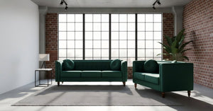 English Elm Chesterfield Button Tufted Crushed Velvet Loveseat with Tapered Legs for Small Spaces Green B2735P542691